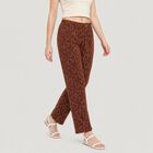 Women's Brown Straight Fit Heart Printed Pyjama, भूरा, small