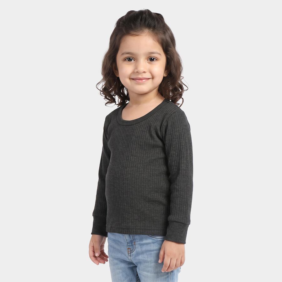 Girls' Dark Grey Long Sleeve Thermal, Dark Grey, large