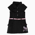 Girls' Cotton Blend Sleeveless Casual Frock, Black, small