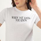 Women's Bright Ecru Melange Round Neck Graphic T-Shirt, Ecru Melange, small