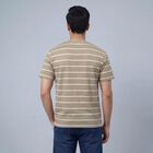 Men's Beige Round Neck Casual Printed T-Shirt, Beige, small