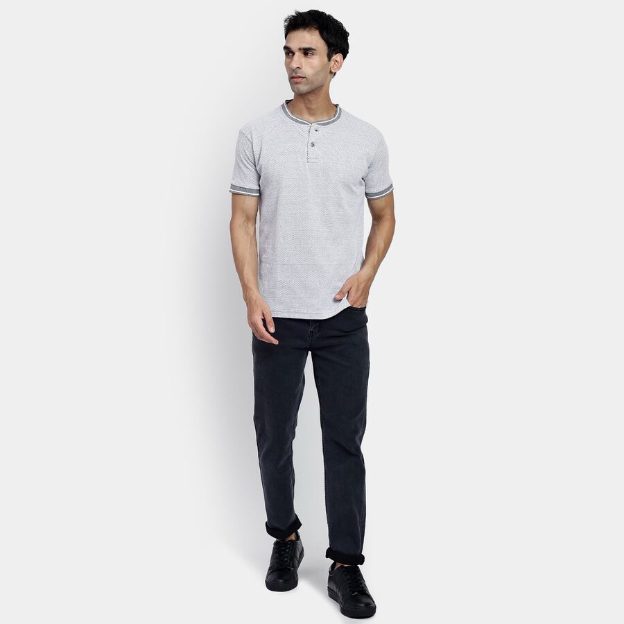 Men's Henley Half Sleeves T-Shirt, Light Grey, large image number null