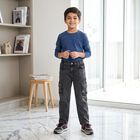 Boys' Black Cargo Fit Washed Jeans, Black, small