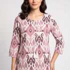 Women's Lilac Round Neck Printed Kurta, Lilac, small
