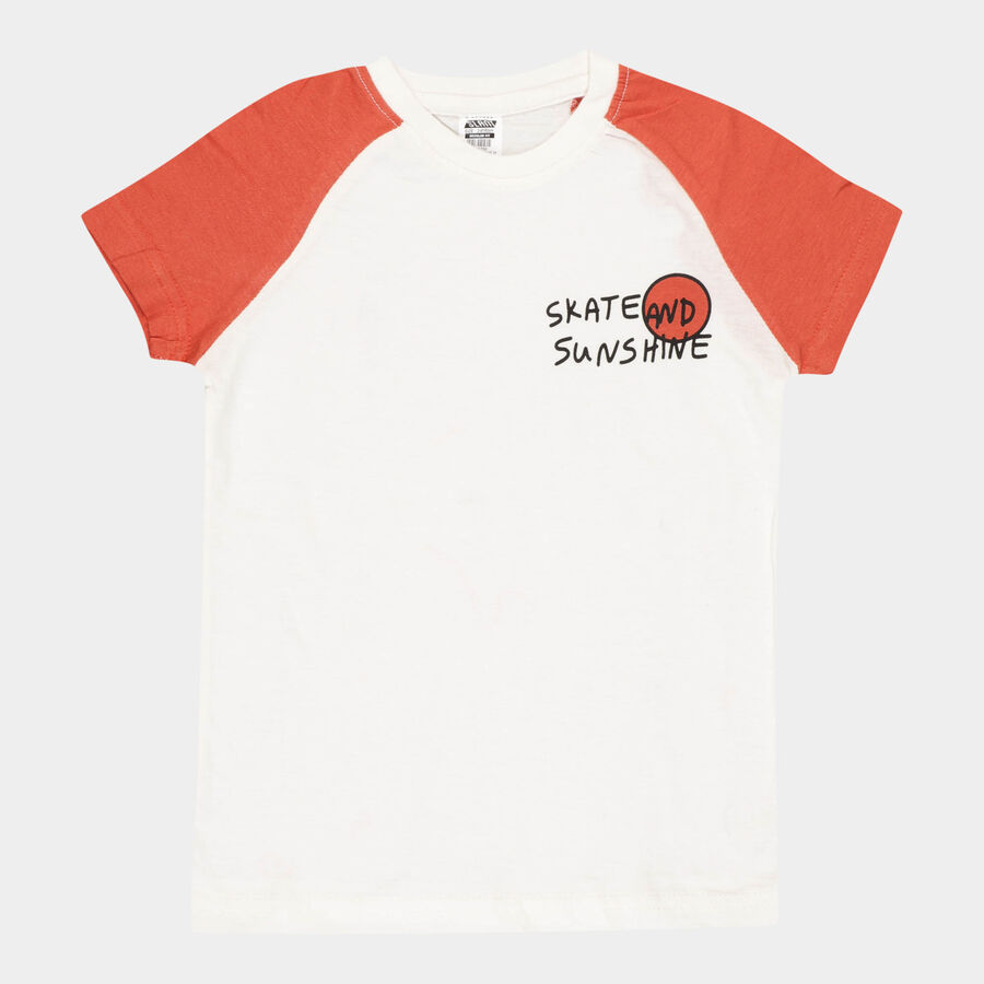 Boys Cotton T-Shirt, Off White, large image number null