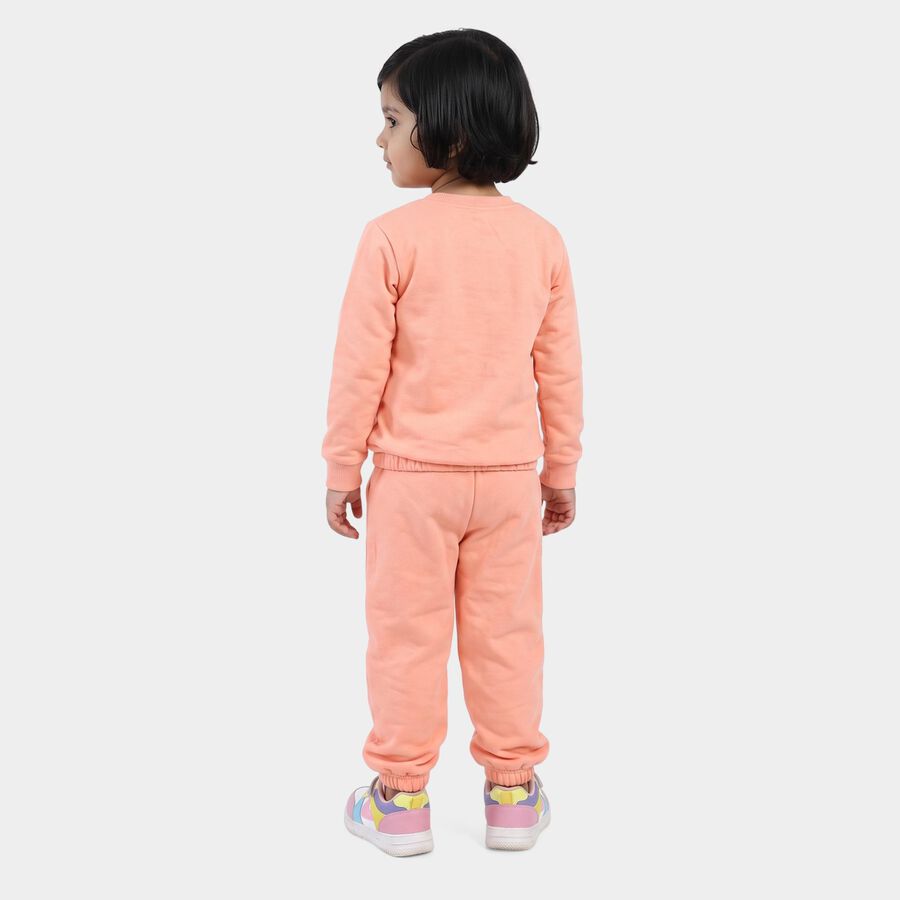 Girls Peach Round Neck Lounge Hipster Set, पीच, large