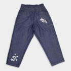 Girls' Deep Indigo Straight Fit Floral Embroidered Jeans, गहरा नीला, small image number null