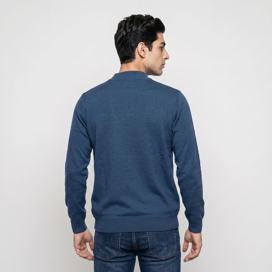 Men's Blue Mock Neck Pullover, Teal Blue, large