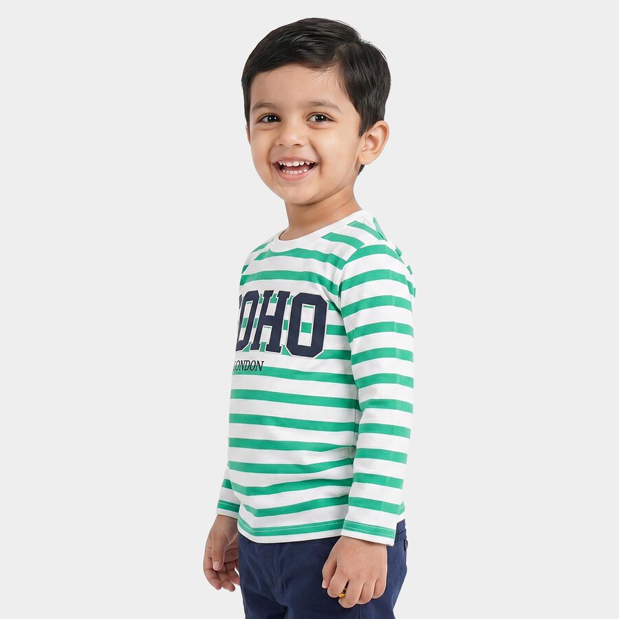 Boys Green Crew Neck Regular Boys T-Shirt, Light Green, large