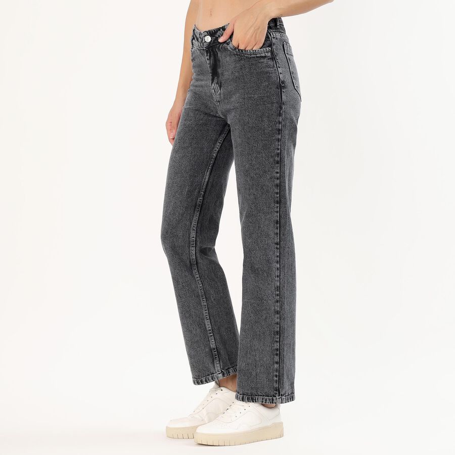 Women's Faded Black Straight Fit Jeans, Dark Grey, large image number null