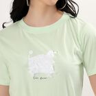 Women's Light Sage Green Cotton Round Neck Casual T-Shirt, Light Green, small image number null