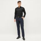Men's Jet Blue Slim Fit Formal Trousers, Dark Blue, small