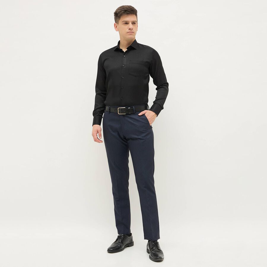 Men's Jet Blue Slim Fit Formal Trousers, Dark Blue, large