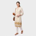 Women's Yellow Mandarin Collar Kurta, पीला, small