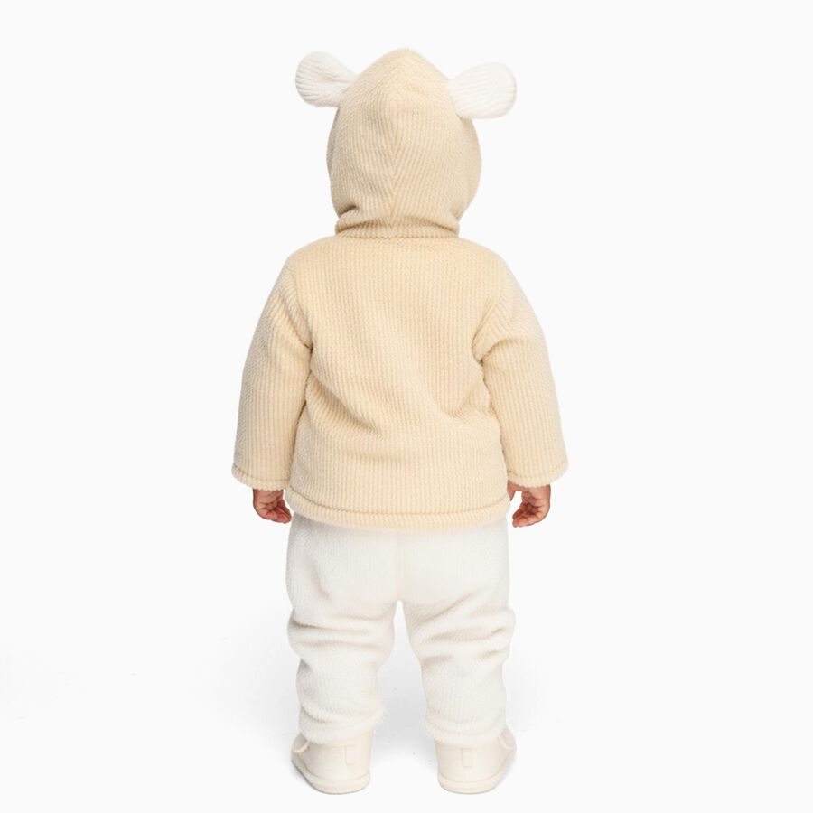 Infants Beige and White Bear Ear Hoodie Hipster Set, गहरा पीला, large image number null
