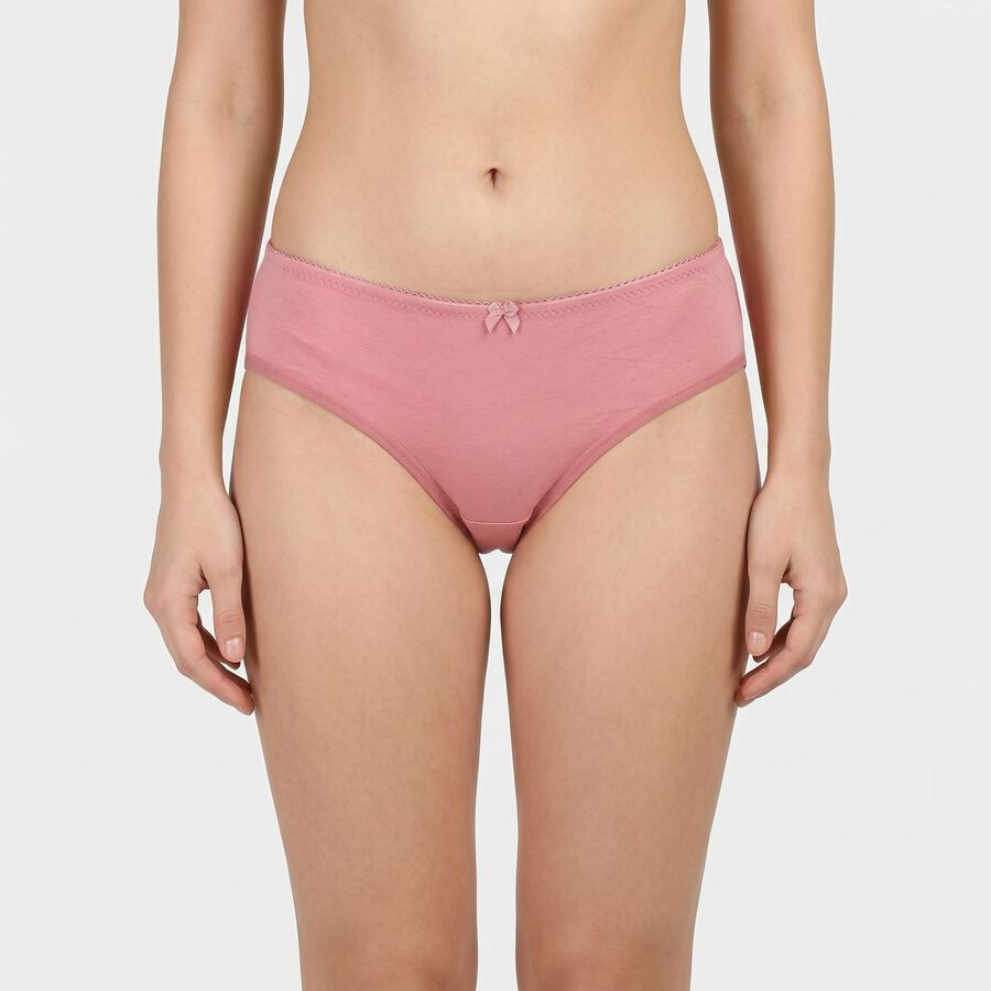 Women's Pink Regular Fit Solid Brief Panty, चुनिंदा, large