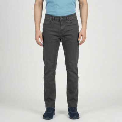 Men's Grey Slim Fit Solid Jeans