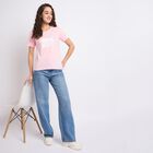 Ladies' Round Neck T-Shirt, Pink, small