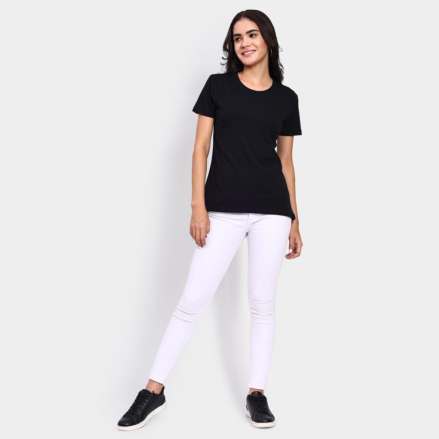 Ladies' Round Neck T-Shirt , Black, large image number null