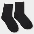 Boys' Jet Black Regular Fit Plain Socks Pack of 1, काला, small