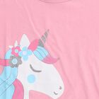 Girls' Pink Cotton Round Neck Casual T-Shirt, गुलाबी, small