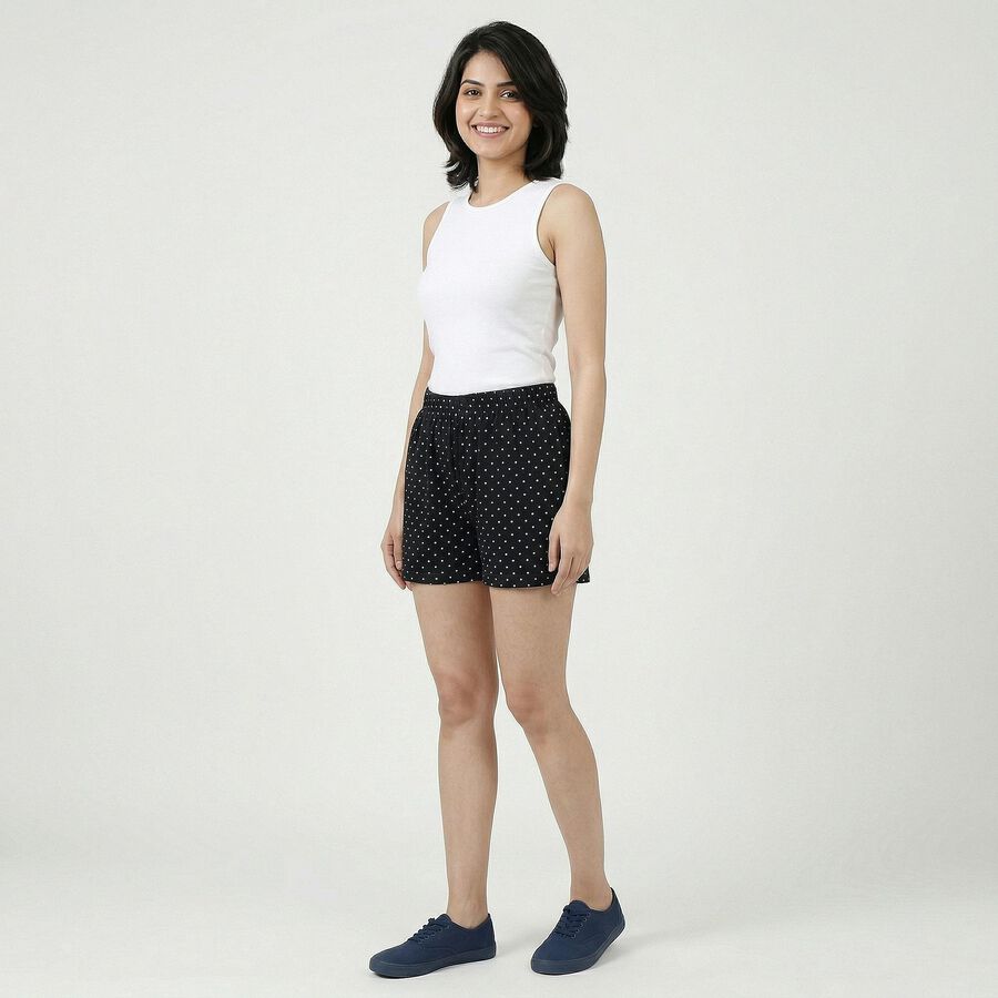 Women's Black Cotton Minimalist Shorts, Black, large