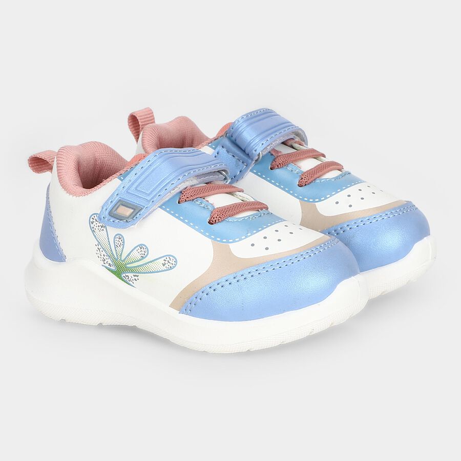 Girls' Blue Velcro Sneakers, Blue, large