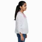 Girls Bright Snow White Round Neck Casual T-Shirt, सफ़ेद, small
