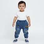 Infant Muted Denim Blue Relaxed Fit Embroidered Jeans, गहरा नीला, small image number null