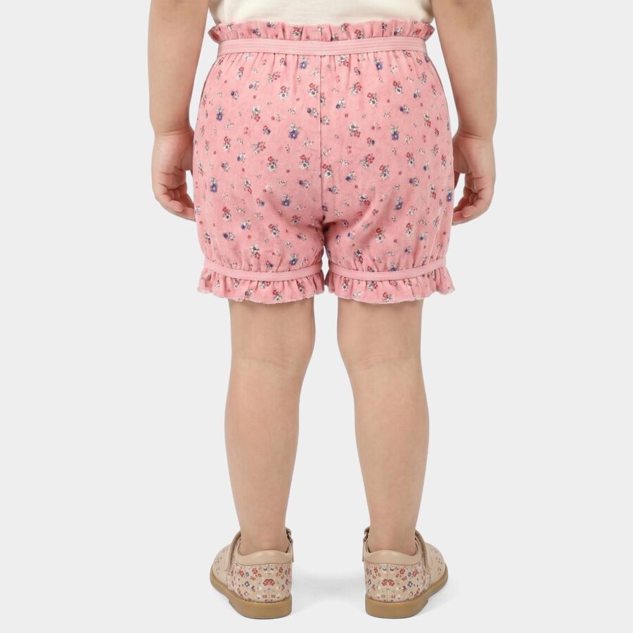 Girls Pink Regular Fit Floral Bloomer Shorts, हल्का गुलाबी, large
