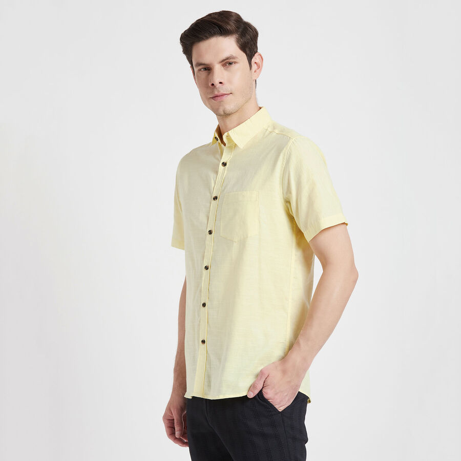 Cotton Solid Casual Shirt, Yellow, large image number null