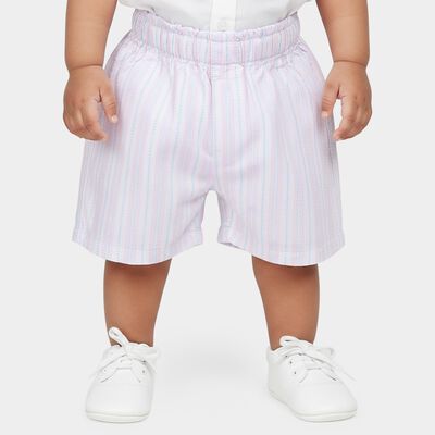 Infants' Light Pink Regular Fit Striped Half Pant