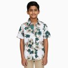 Boys White Cotton Half Sleeve Classic Casual Shirt, White, small image number null