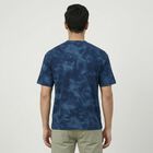 Men's Dark Blue Round Neck Casual T-Shirt, गहरा नीला, small