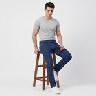 Men's Navy Blue Straight Fit Classic Five Pocket Jeans, Mid Blue, small