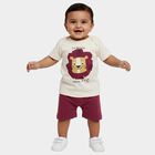 Infants' Purple Cotton Round Neck Graphic Baba Suit, Purple, small