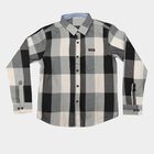 Boys' White Checked Regular Fit Casual Shirt, White, small