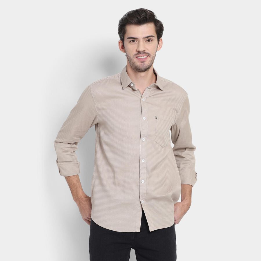 Men's 100% Cotton Casual Shirt , Khaki, large image number null