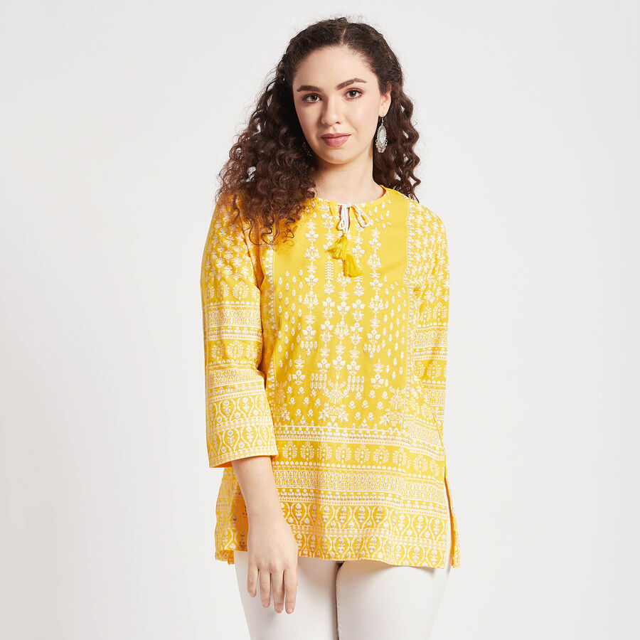 Solid Straight Kurti, Yellow, large image number null