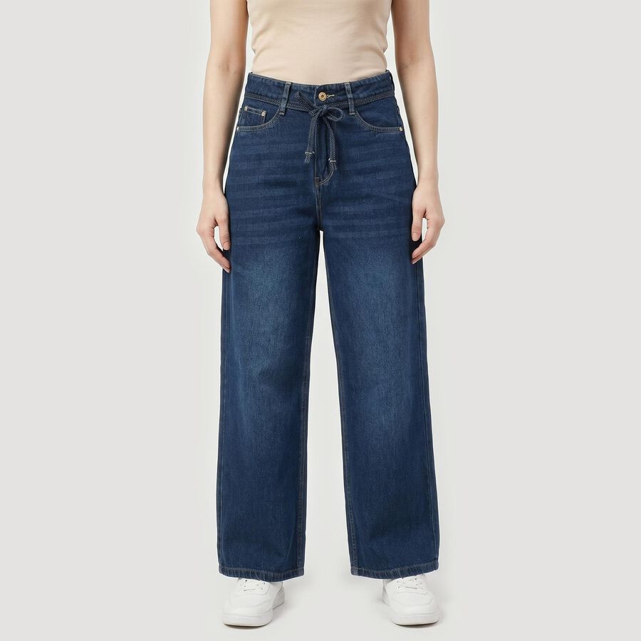 Women's Navy Blue Regular Fit Classic Jeans, Dark Blue, large
