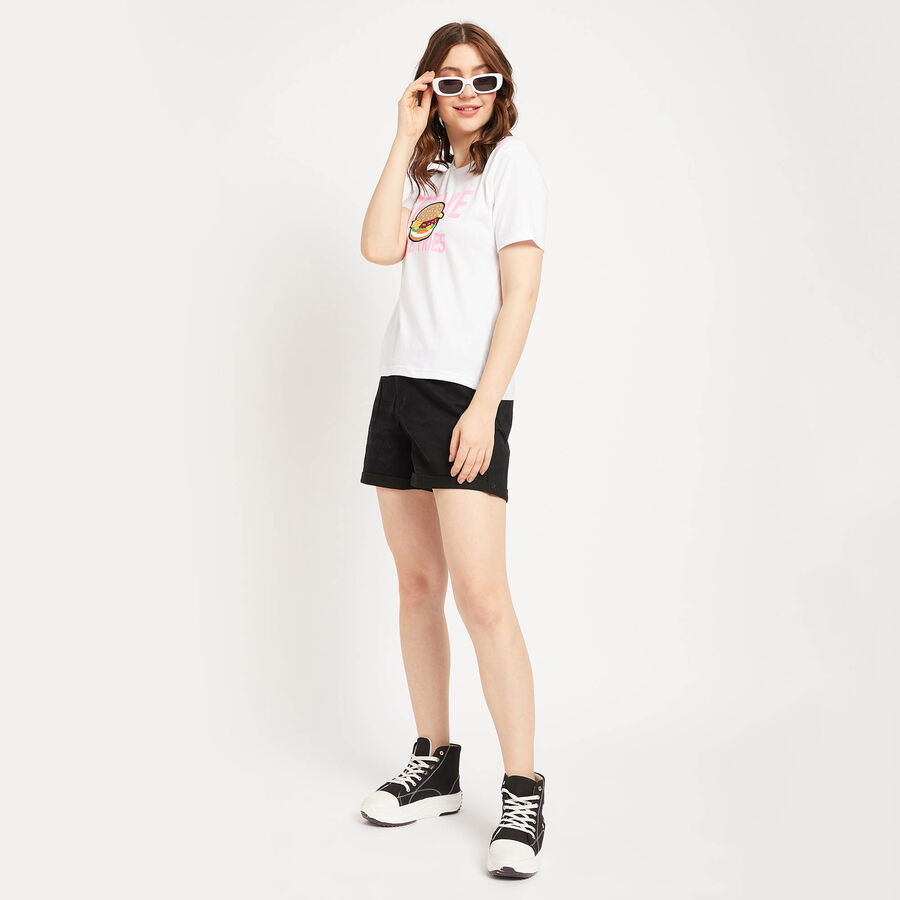 Cotton Round Neck T-Shirt, White, large image number null