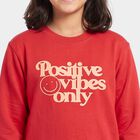 Girls' Coral Round Neck Pullover Sweatshirt, Coral, small