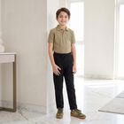 Boys' Black Straight Fit Drawstring Waist Trousers, काला, small