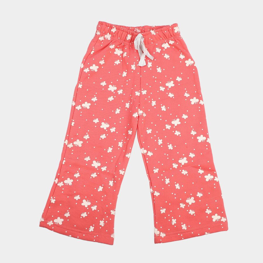 Girls' Coral Straight Fit Butterfly Printed Pyjama, मूँगा (कोरल), large
