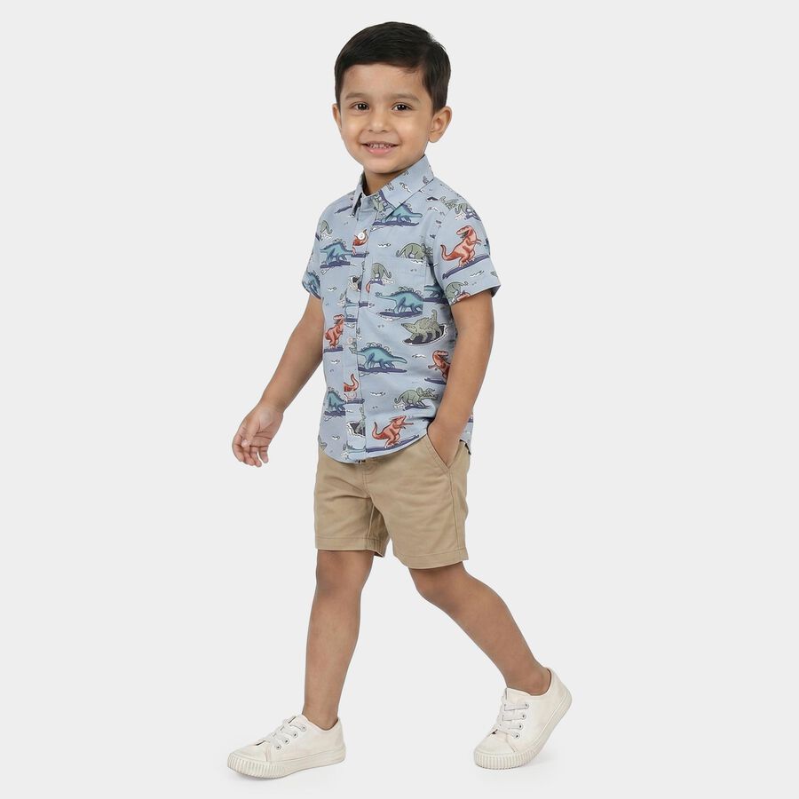 Boys' Light Blue Cotton Regular Fit Casual Shirt, हल्का नीला, large