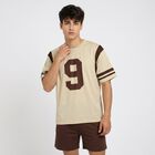 Men's Beige Round Neck Regular Drifit T-Shirt, Beige, small