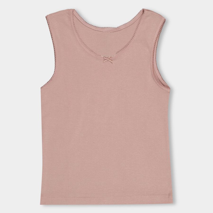 Girls' 100% Cotton Vest, पीच, large image number null