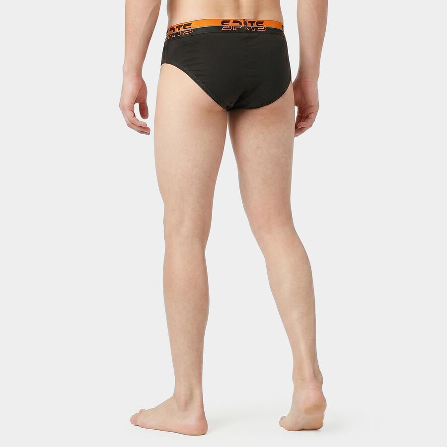 Men's Grey Regular Fit Solid Briefs, गहरा ग्रे, large