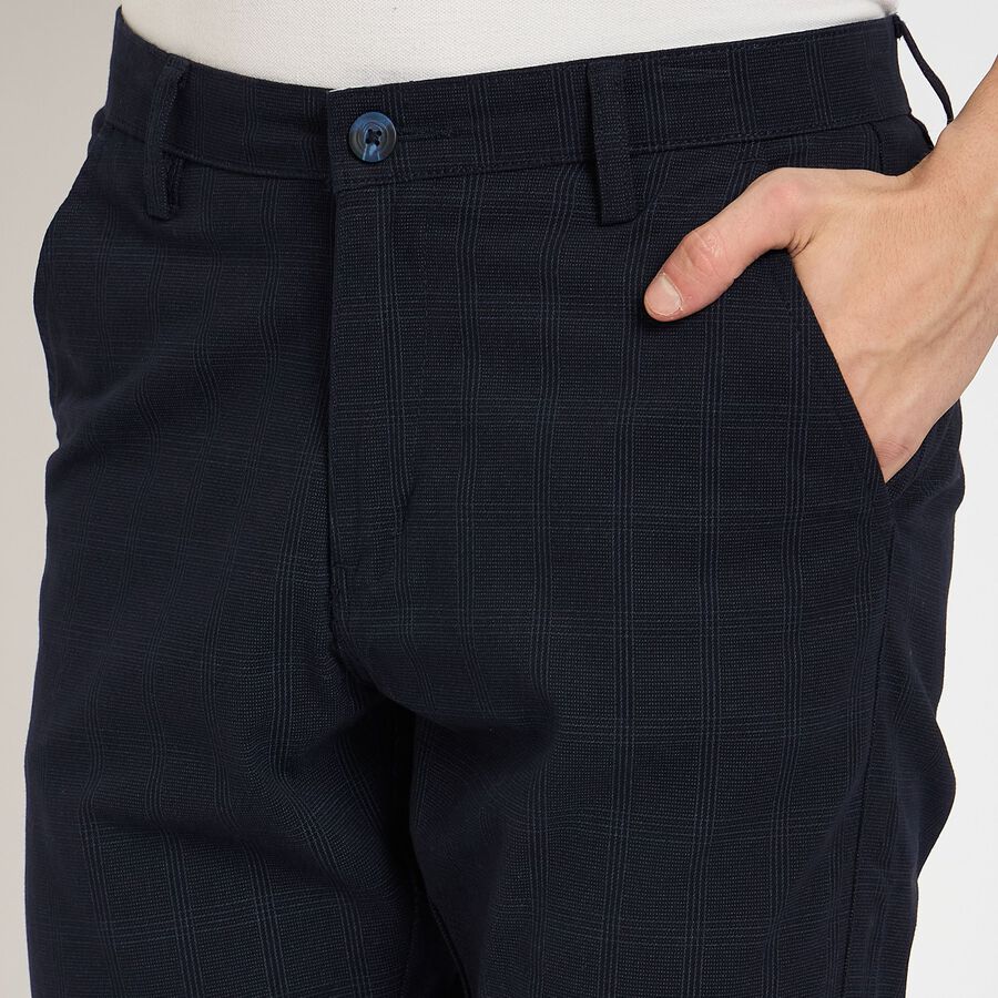 Men's Slim Fit Casual Trousers, नेवी ब्लू, large image number null