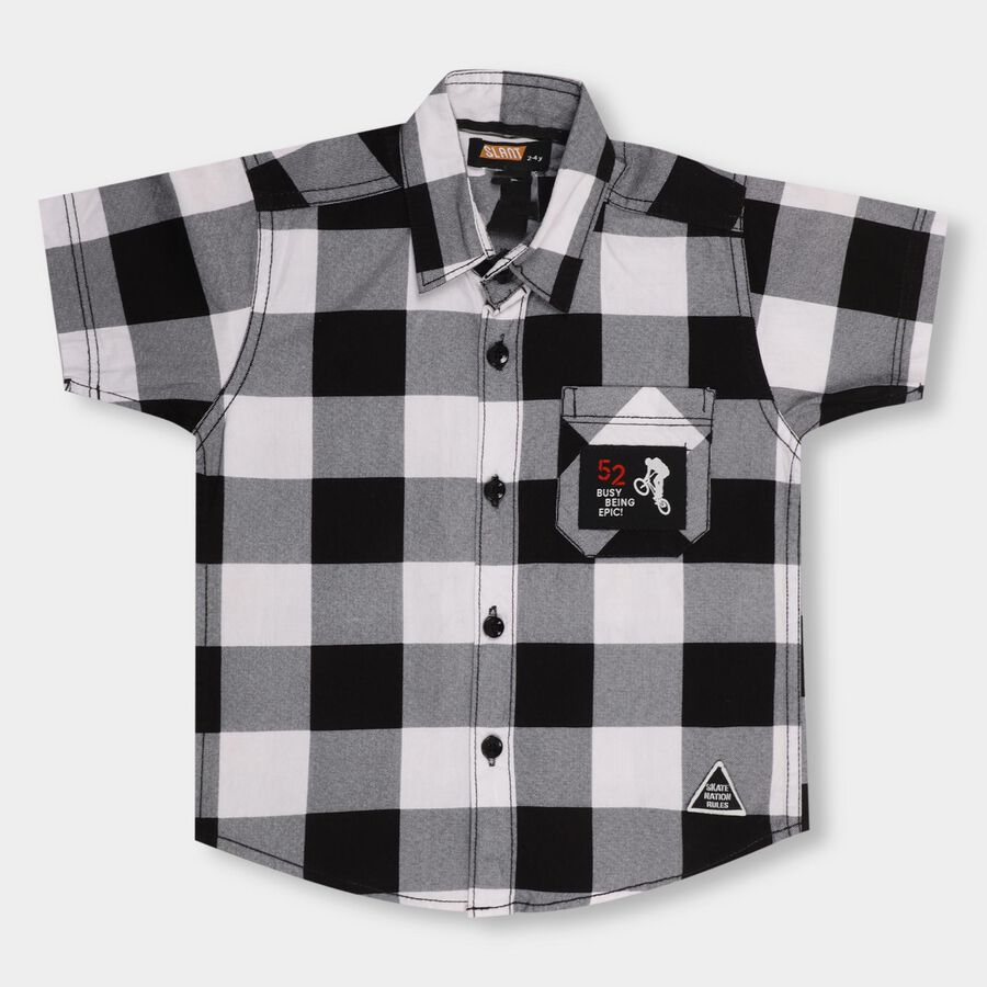 Boys' 100% Cotton Casual Shirt , काला, large image number null